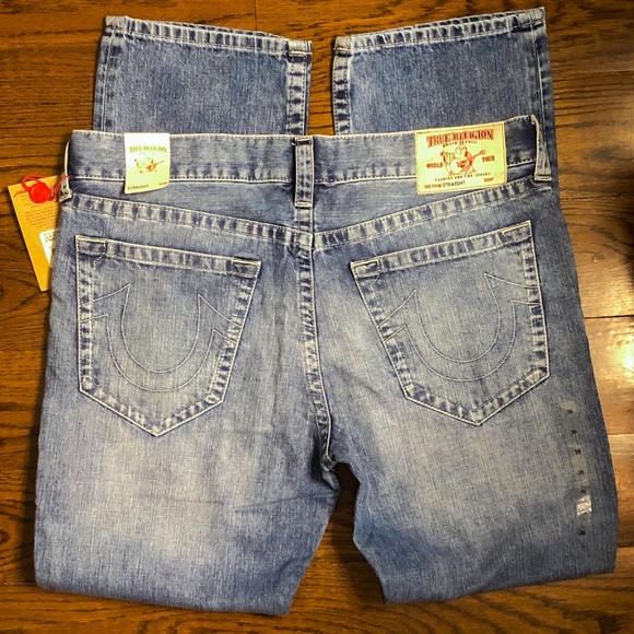 TRUE RELIGION Men’s Far Out Clean Straight Natural Denim Jeans Size 38 NWT - Picture 4 of 9